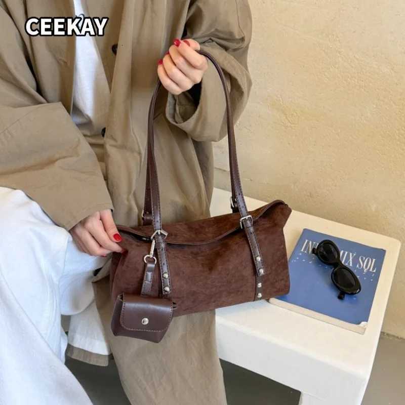 Totes CEEKAY Women's Shoulder Bag Multi-Color Faux Suede Double Buckle Flap with Pouch Versatile Everyday Commute Casual Style X261016