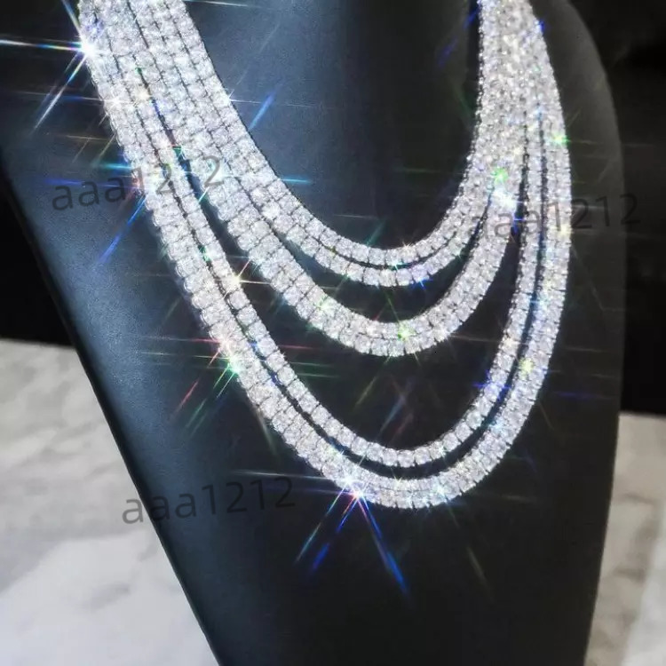 Wholesale Price in Stock 925 Sterling Silver Tennis Chain 2mm--5mm VVS Moissanite Necklace for Fine Jewelry