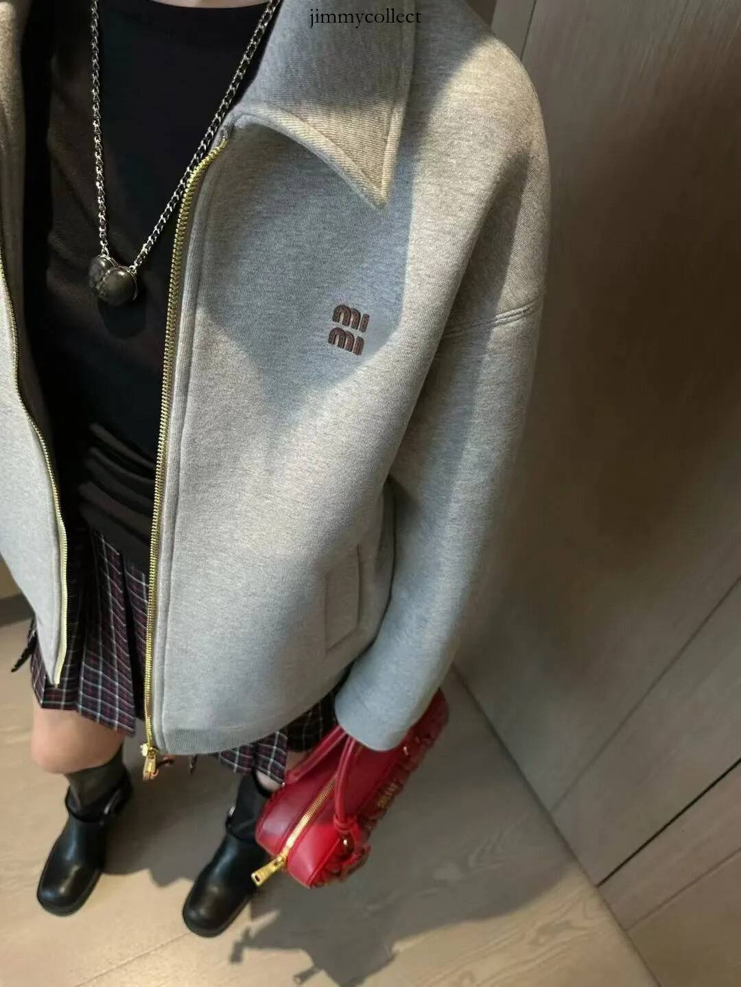 MM Jackets Designer Women Zipper Jacket Luxury Brand Set Of Spring And Autumn Leather Suede Plaid Top Long Sleeve Sweatshirt Jackets Preppy Street S
