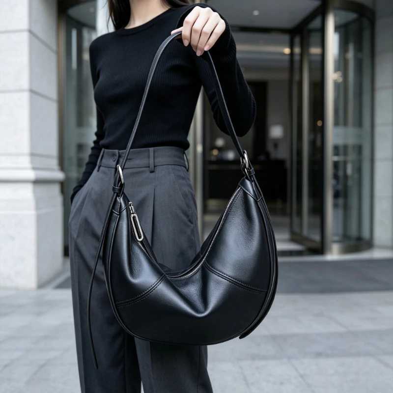 Cross Body Genuine Top Layer Cowhide Dumpling Shoulder Bag 2026 New Niche Design Women Crossbody Bag Texture Underarm Hobo Bag H261016