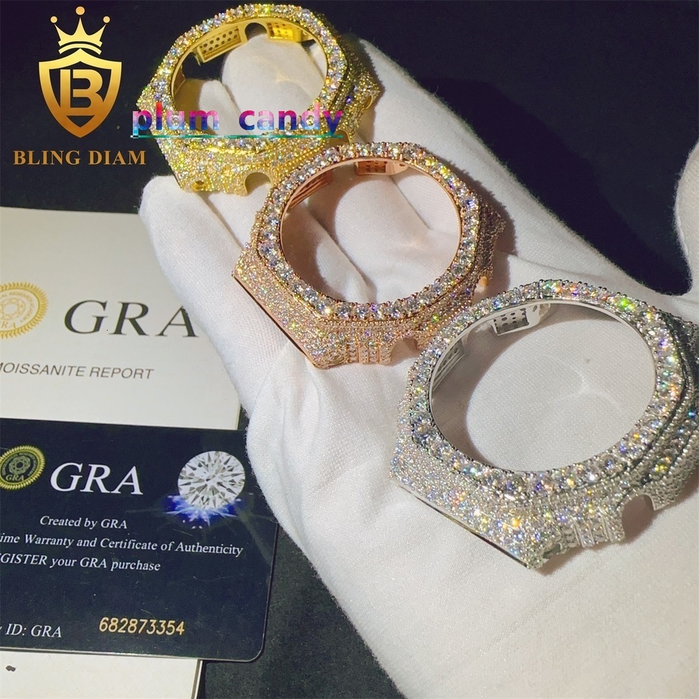 Hip Hop VVS Jewelry GA2100 VVS Miossanite Diamond Pass Diamond Tester Brass Iced Out Hip Hop Custom Watch Case Bezel