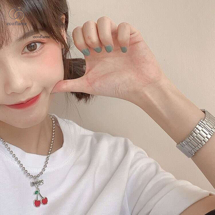 Cherry necklace for women, niche design, trendy popular, simple and elegant pendant, ins-style round bead collarbone chain