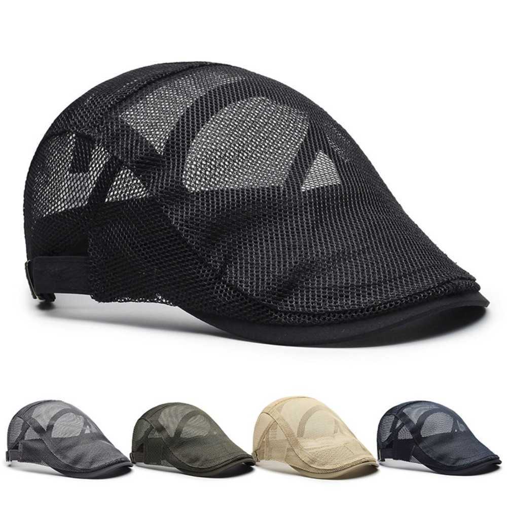 Hollow Summer Mesh Beret Breathable Sun Hat British Vintage Style Unisex Lightweight Casual Outdoor Daily Wear S2610169KDC