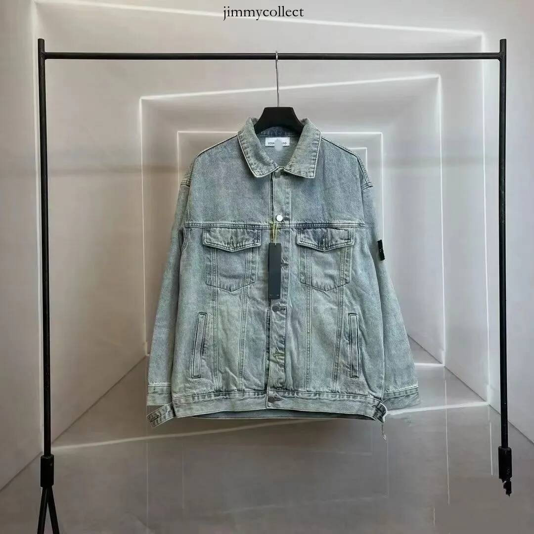 stone American retro stone fashionable denim men's and women's new high version trendy brand washed loose casual jacket stone ea6