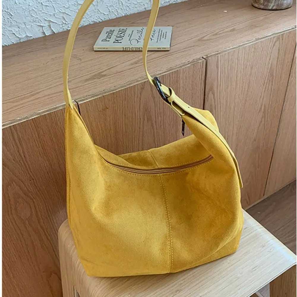 Totes Portable Zipper Suede Matte Hobo Bag Handbag Solid Color Vintage Crossbody Bag Large Capacity Korean Style Female Tote Bag Gift X261016