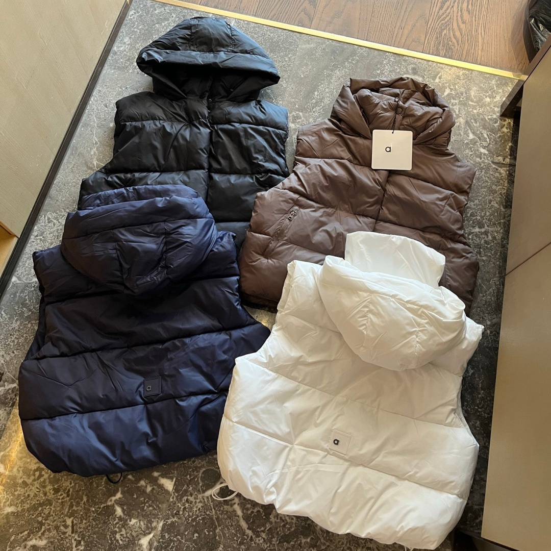 A3047 Women's Hooded Down Cotton-Padded Vest Loose Fit Cream Puff Design Womens Down Filled Jacket Stylish Comfortable Loosely-Fitted Vests