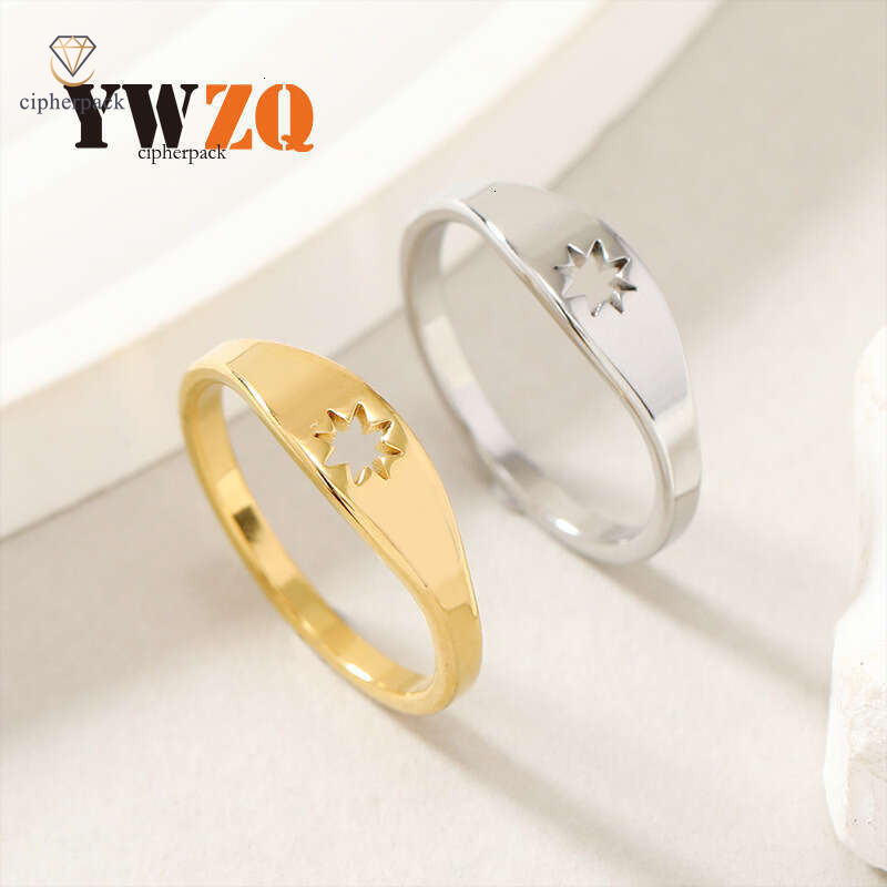 New Jewelry fashion minimalist ring non-fading creatively cut hollow six-pointed star 925 Sterling Silver 18K Gold ring jewelry factory