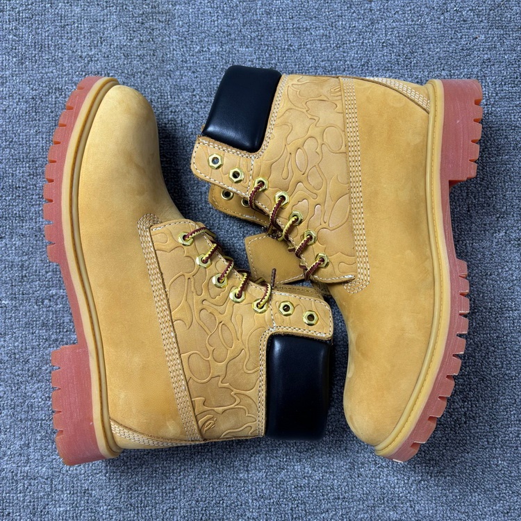Designer Hiking Boots Undefeated Mens 6 Inch Premium Waterproof Boot Wheat Bathing Ape UNDFTD Collab Camo