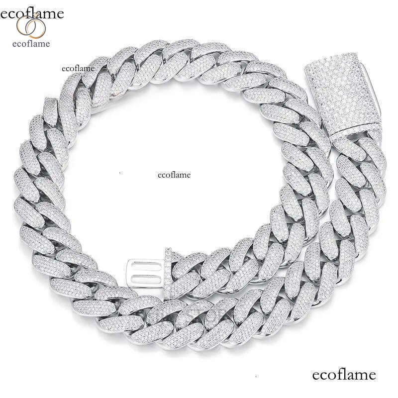 Miami Cuban Link Chain for Men Micro Inlaied 4 Row Bling Dia 20MM Wide Iced Out Chains Necklace Designer Prong Rock Hip Hop Gold Moissanite Jewelry