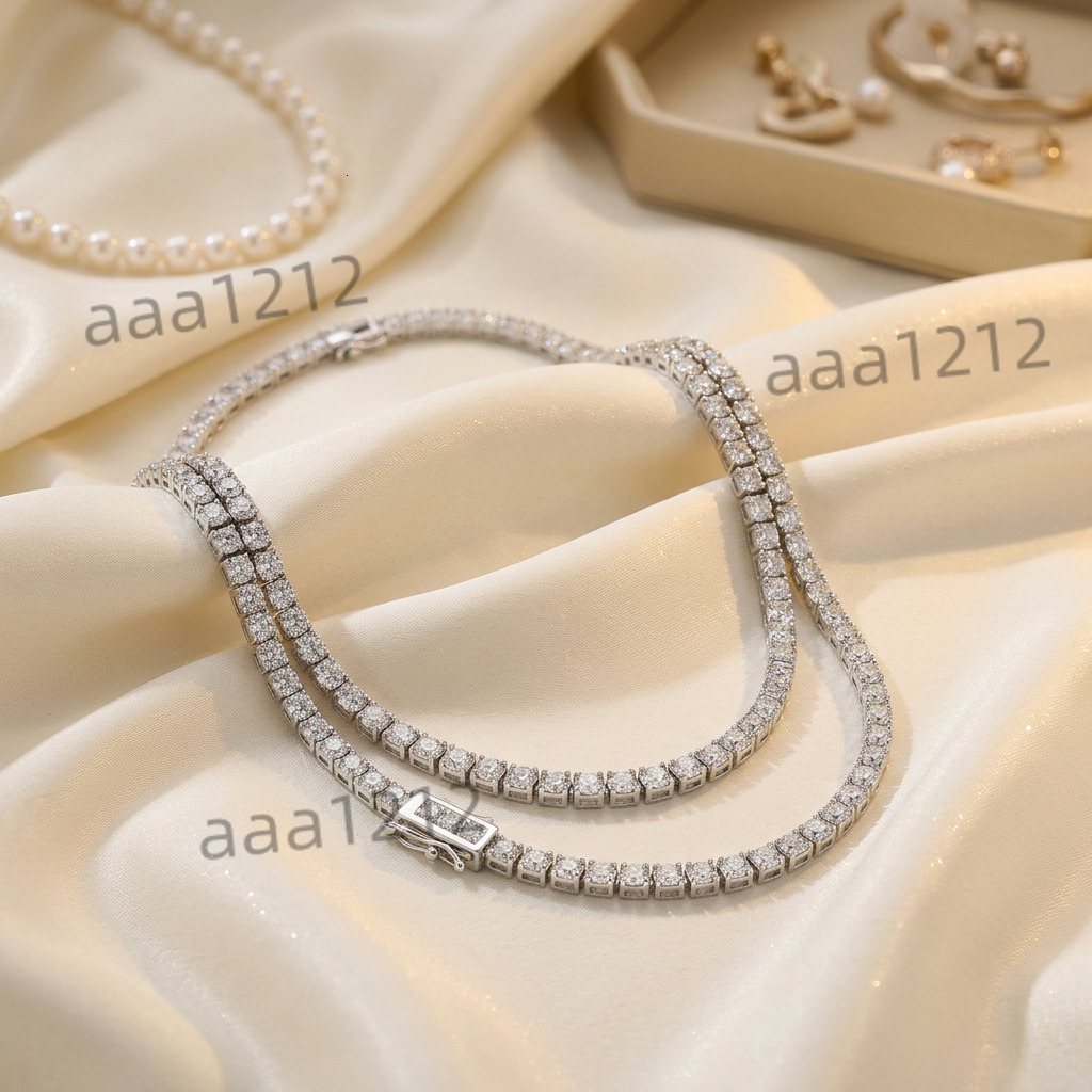 Fine Jewelry Hip Hop 925 Sterling Silver Gold Plated VVS Moissanite Classic Tennis Chain Necklace for Men Women