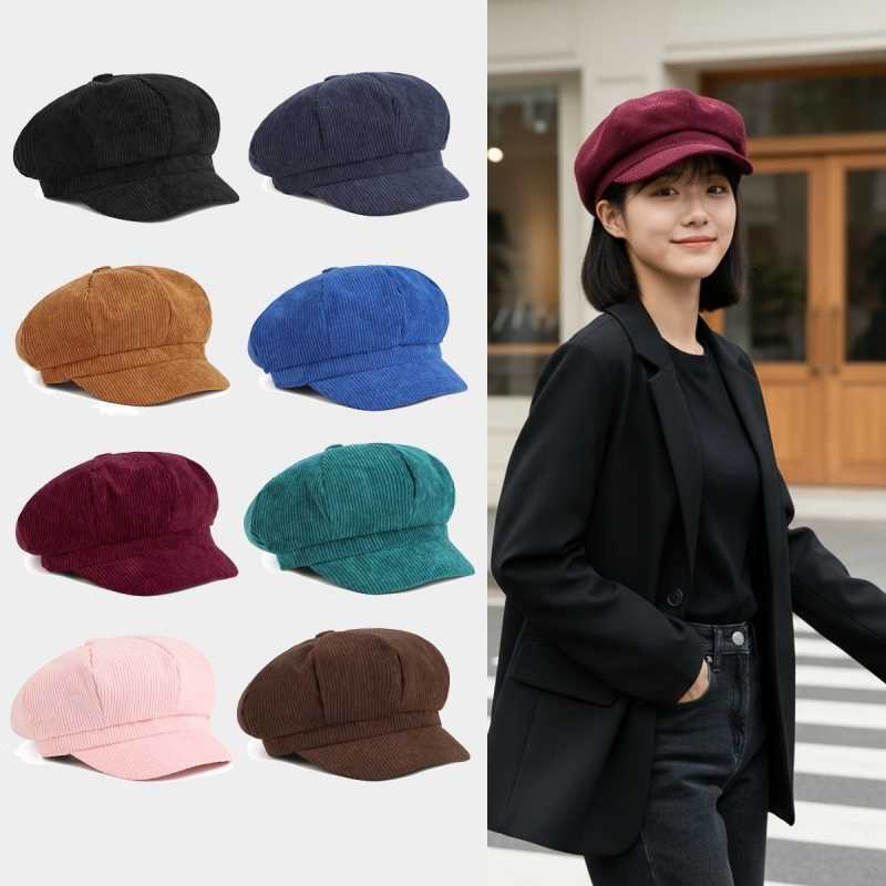 Cap Newsboy Beret Women Vintage Beret Painter Hat Winter Hats For Women Men Octagonal Caps Female Bone Solid Color Casual S261016CQ8O