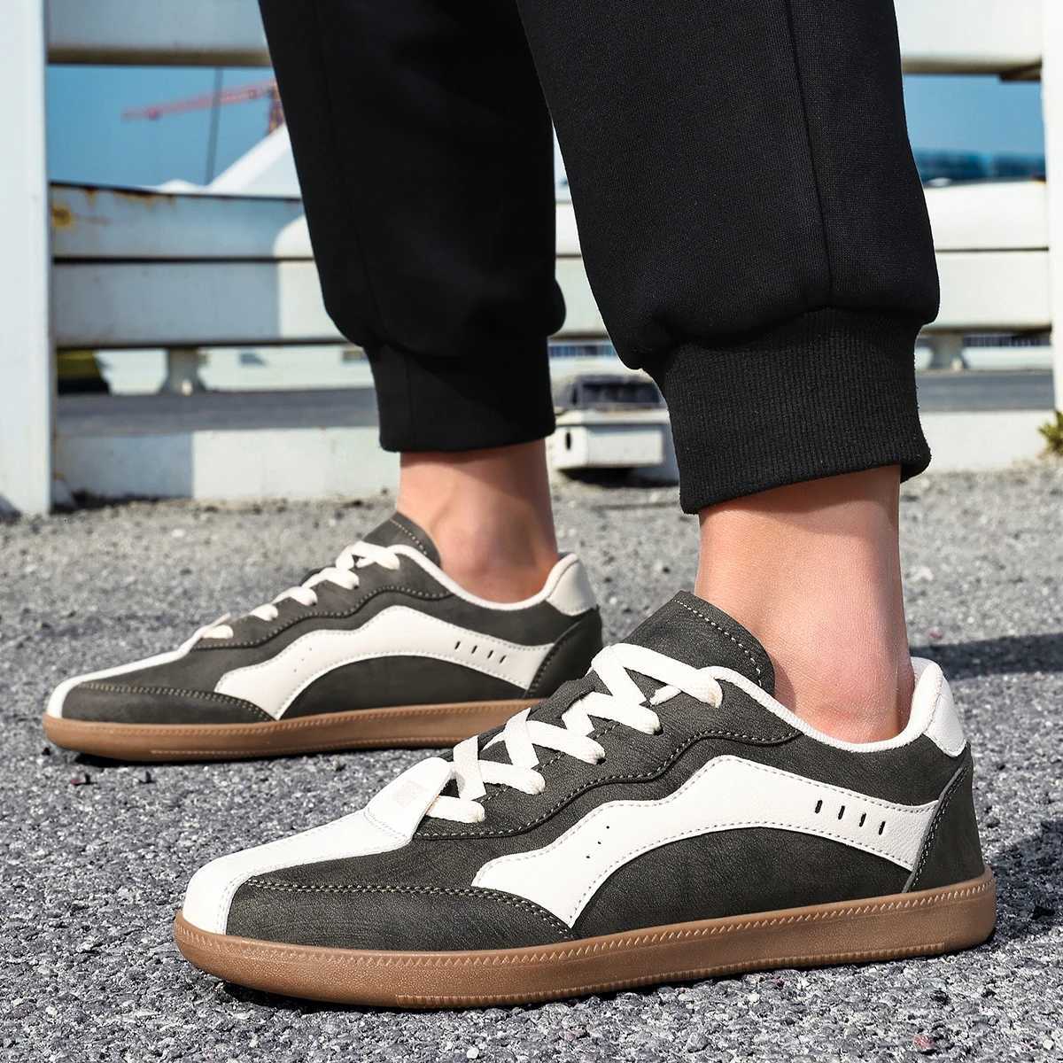 Casual Shoes Men Fashion Casual Sneakers Breathable Leather Training Shoes Flat Male Outdoor Daily Walking Shoes Lace Up Skateboard Shoes H261016