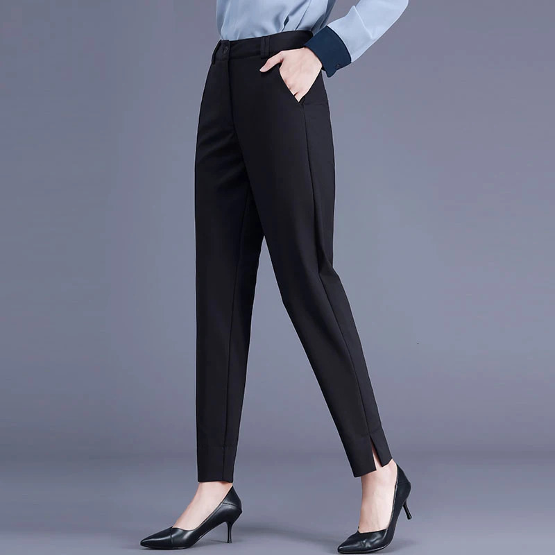 2025 Spring and Autumn Women's Office Professional Pants Work High Waist Slimming Suit Straight Leg Fat MM M4XL 261015
