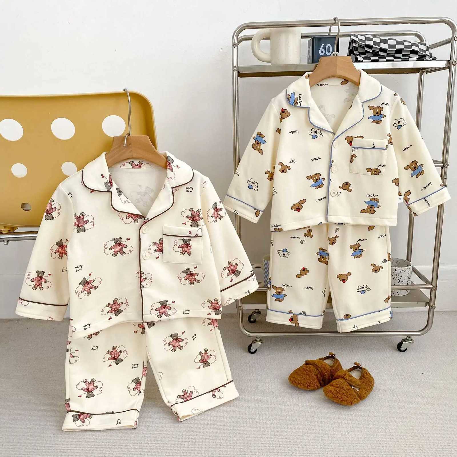Pajamas Two-piece Pajamas Set Long-sled Long Pants Cute Cartoon He Sweet Cute Autumn Winter Soft Fashionable CfortableW261019