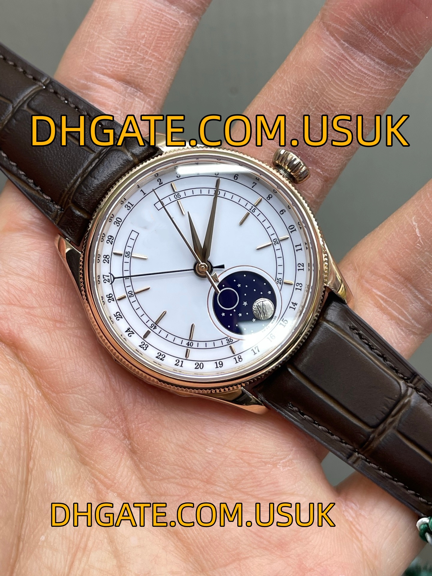 VS Factory Men Watch Cellini Moonphase 50535 18K Rose Gold White Dial Mens Automatic Watch Cal.3195 Movement Mechanical Waterproof Wristwatch Box &