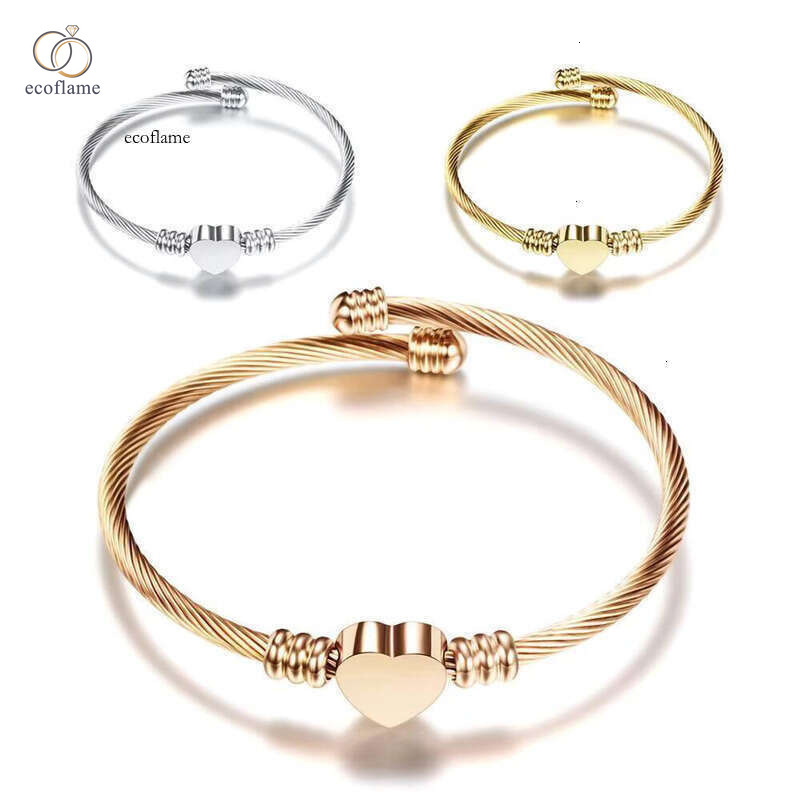 Hot Sale Fashion Design gold Black Heart Charm Open Female sterling silver Cuff Friendship Bracelet
