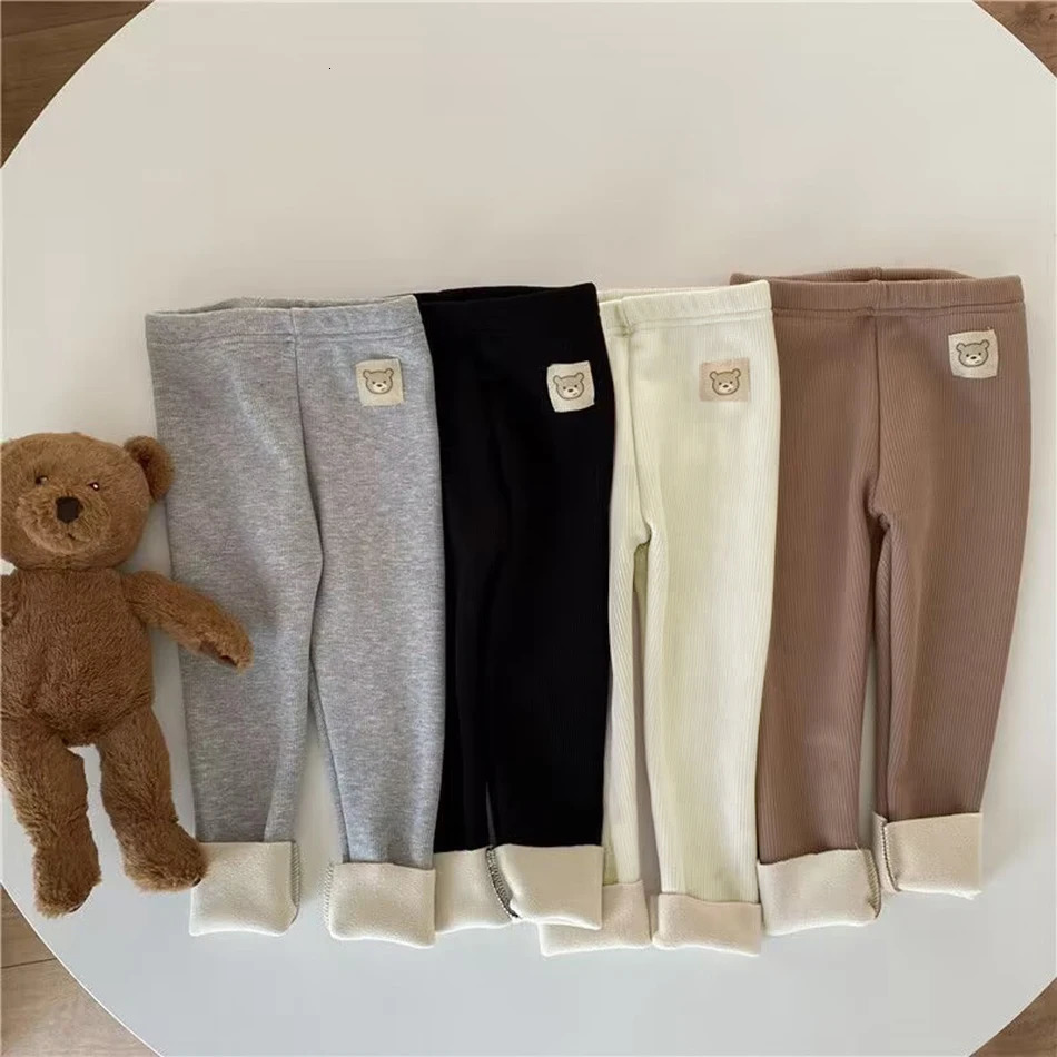 Korean Autumn Winter Children Leggings Unisex Boys Girls Baby Cold Prevent Warm Cartoon Elastic Bound Feet Pants261016