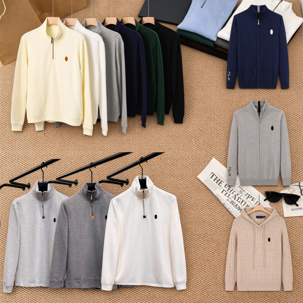 Designer Polo Quarter Zip Men Sweater Knit Sweaters Mens Pullover Uomo Half Zipper Luxury Casual Jumper Autumn Wool Women Hoodie Chandail Cardigan P