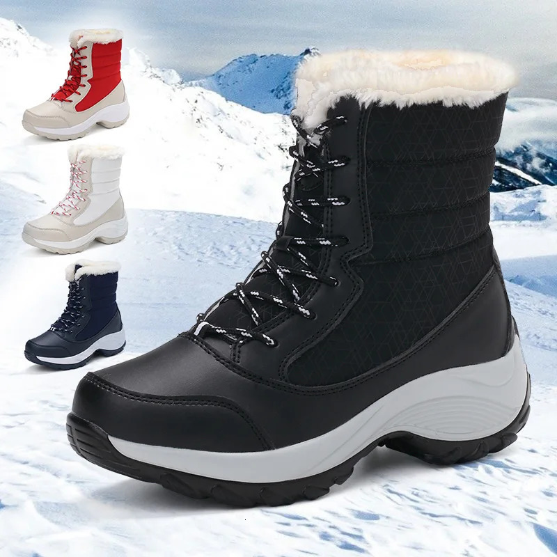 Ankel Boots for Women Winter Outdoor Warm Snow Boots Chunky Platform Waterproof Non-slip Warm Shoes Woman Boots Plus Size Casual 261016