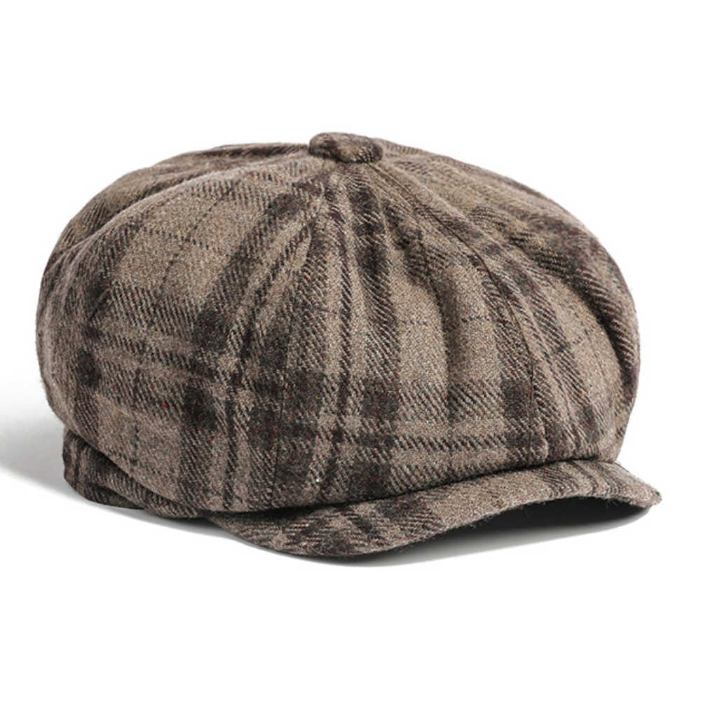 Berets HT4966 for Men Women Retro Artist Painter Plaid Beret Hat Male Female Octagonal Flat Cap Autumn Winter Wool Hat Beret Cap S261016PIHT