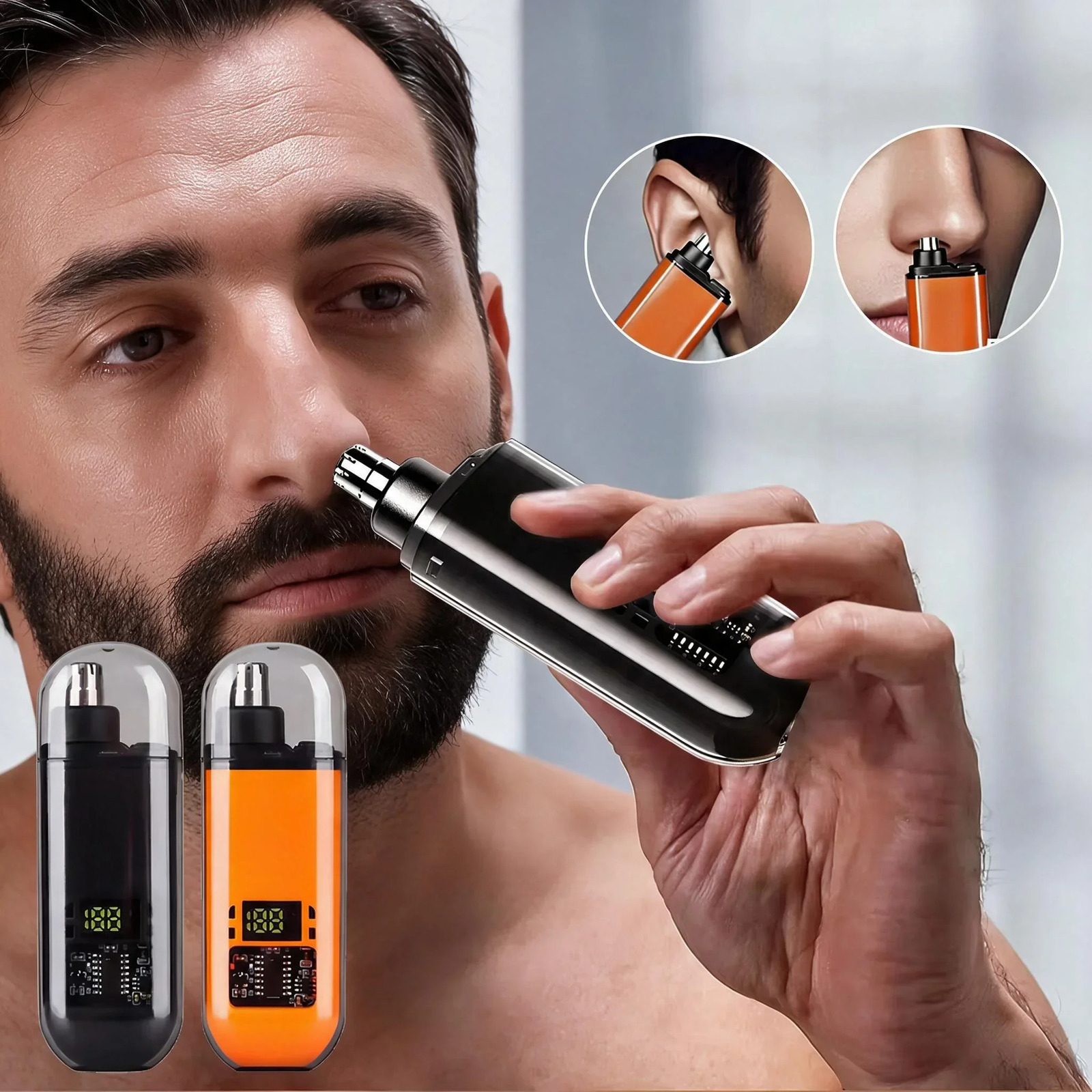 Digital Display Electric Nose Trimmer for Men USB Charging Portable Nose Ear Hair Clipper Waterproof Facial Hair Removal Tool 261016