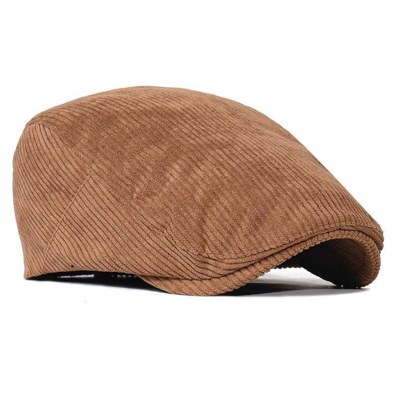 Shipping Drop 2021 Autumn and Winter Camel Corduroy Man Ivy Cap Dad Casual Newsboy Hat Women Big Size Beret 56-60cm S2610160FTG