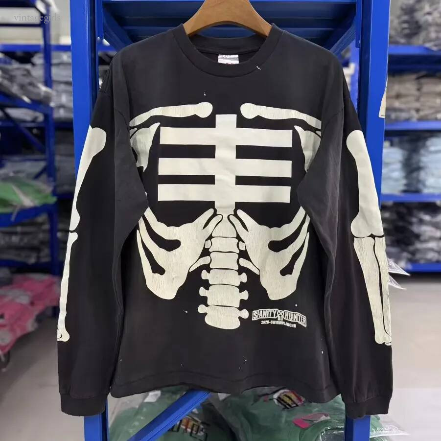 Designer Shirt Men Washed Vintage Pattern Long Sleeved T Shirt Men Women High Quality 2026Ss Autumn T Shirt Top Street Style Tee Size S-Xl