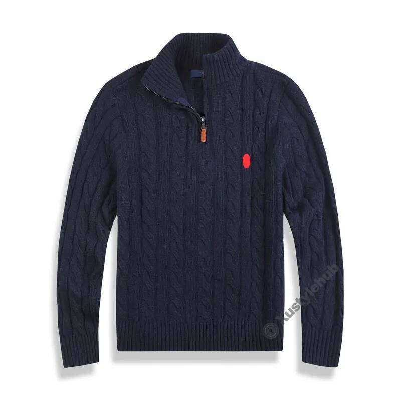 polo cardigan men designer knit Horse sweater quarter zip pull homme mens pullover half zipper luxury brand casual jumper autumn wool 8d9