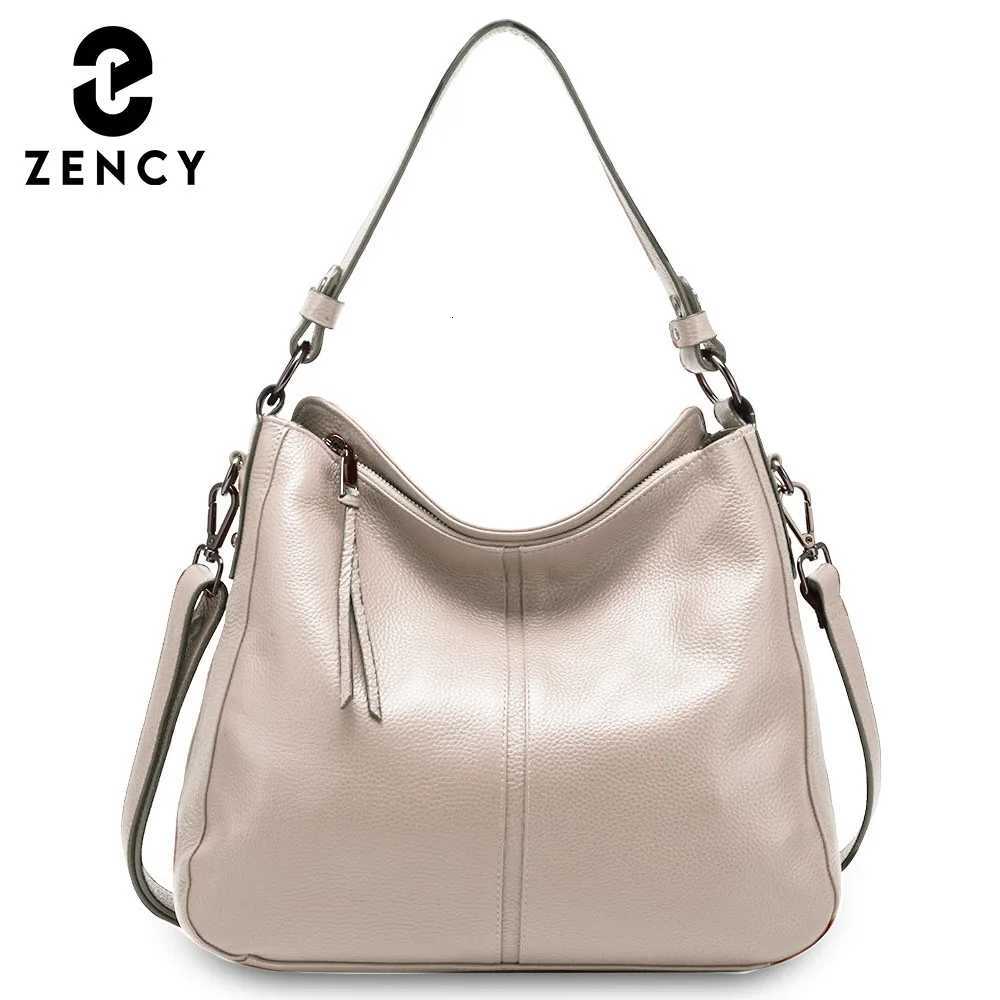 Cross Body Zency Beige Brown Navy Blue 100% Genuine Leather Women Shoulder Bag Noble Underarm Top Handle Bag Large Capacity Hobo Tote Bags H261016