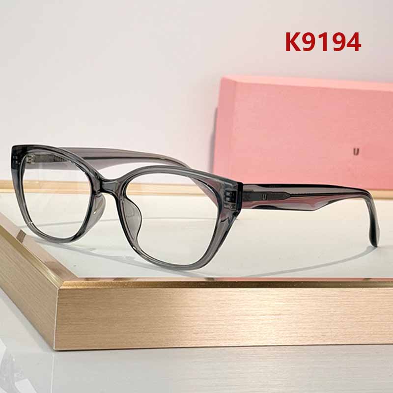 Modern Angular Cat Eye Eyeglass Frames Women K9194 Smoky Gray Transparent Full Rim Sculpted Temples Custom Preion Optical Lenses Work Daily Wear