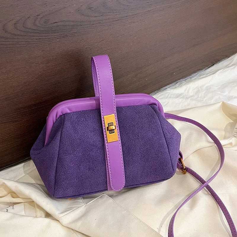 Shoulder Bags Sense of Luxury Solid Faux Suede and PU Frame Shoulder and Crossbody Bags 2025 New High Quality Unique Design Handbags for Women X2610