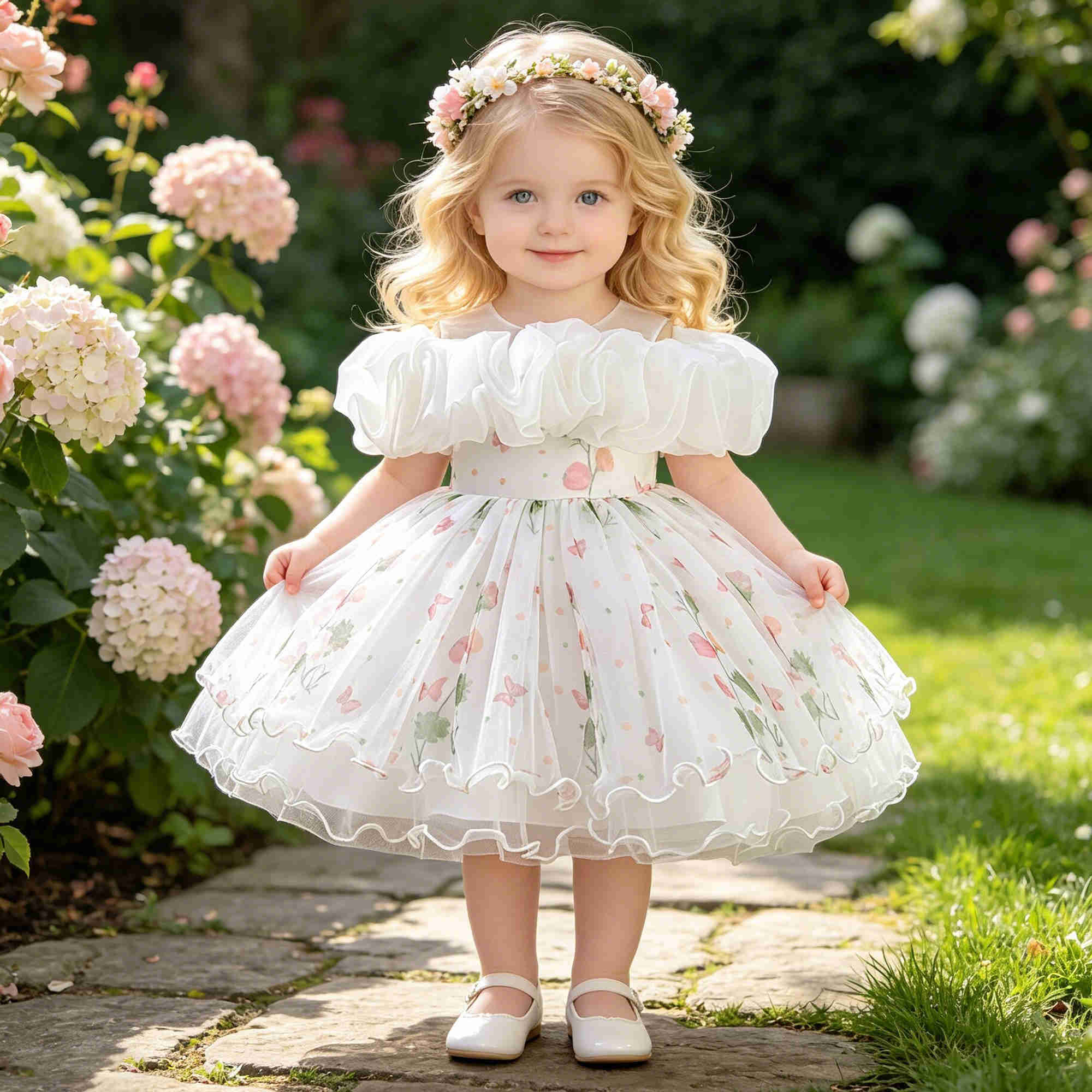 Baptism Summer Party Baby Girls Dresses Toddler Tulle 1st Birthday Prom Dress Girl Elegant Wedding Bridesmaids Evening Costumes S261016OYYJ