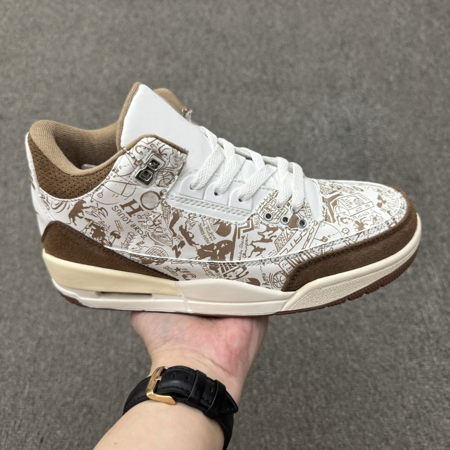 Designer brand hot selling 3 Low Laser Palomino white brown laser mid top basketball shoes 1 36-46