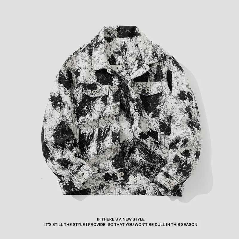 Size Men's Jackets Streetwear Plus 4XL Embroidered Denim Jacket for Men Spring/Autumn Hong Kong Style Loose Fit Casual Outerwear / Top Fashion