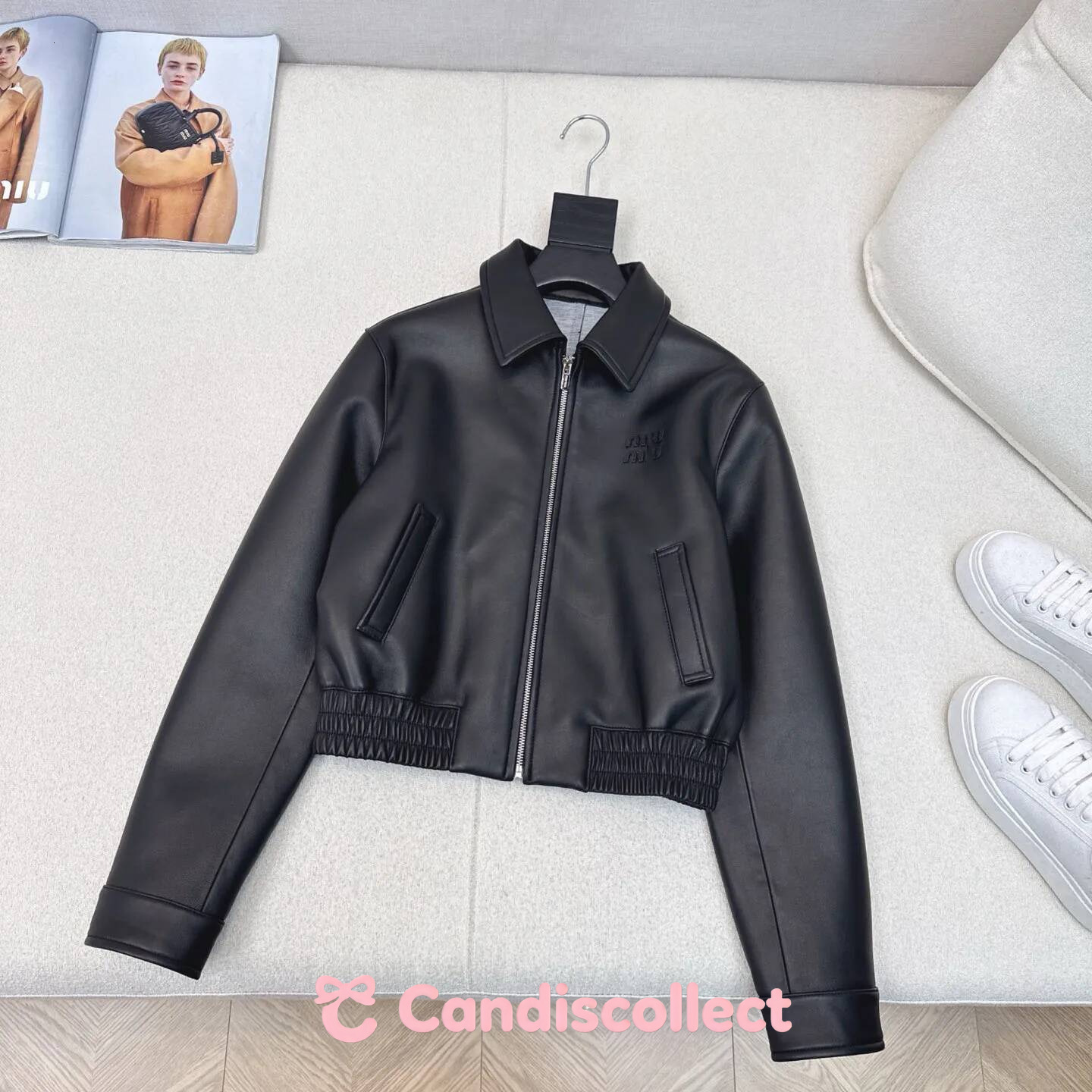 Designer MM Jackets embroidered women's trendy brand versatile American loose leather jacket sports a2d