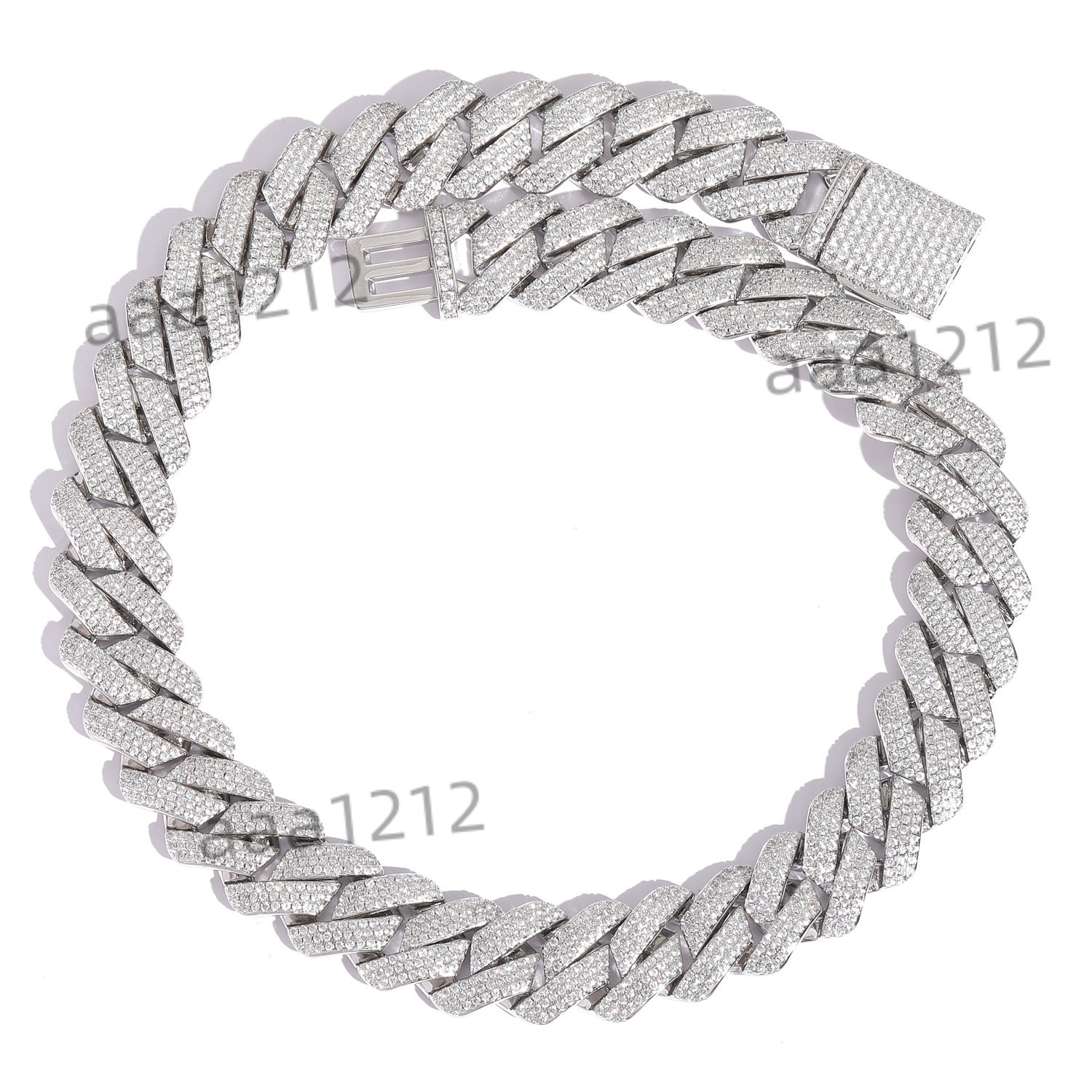 925 Silver Moissanite 20mm Three-Row Diamond-Shaped Cuban Chain Men's Necklace Custom-Made Certificate
