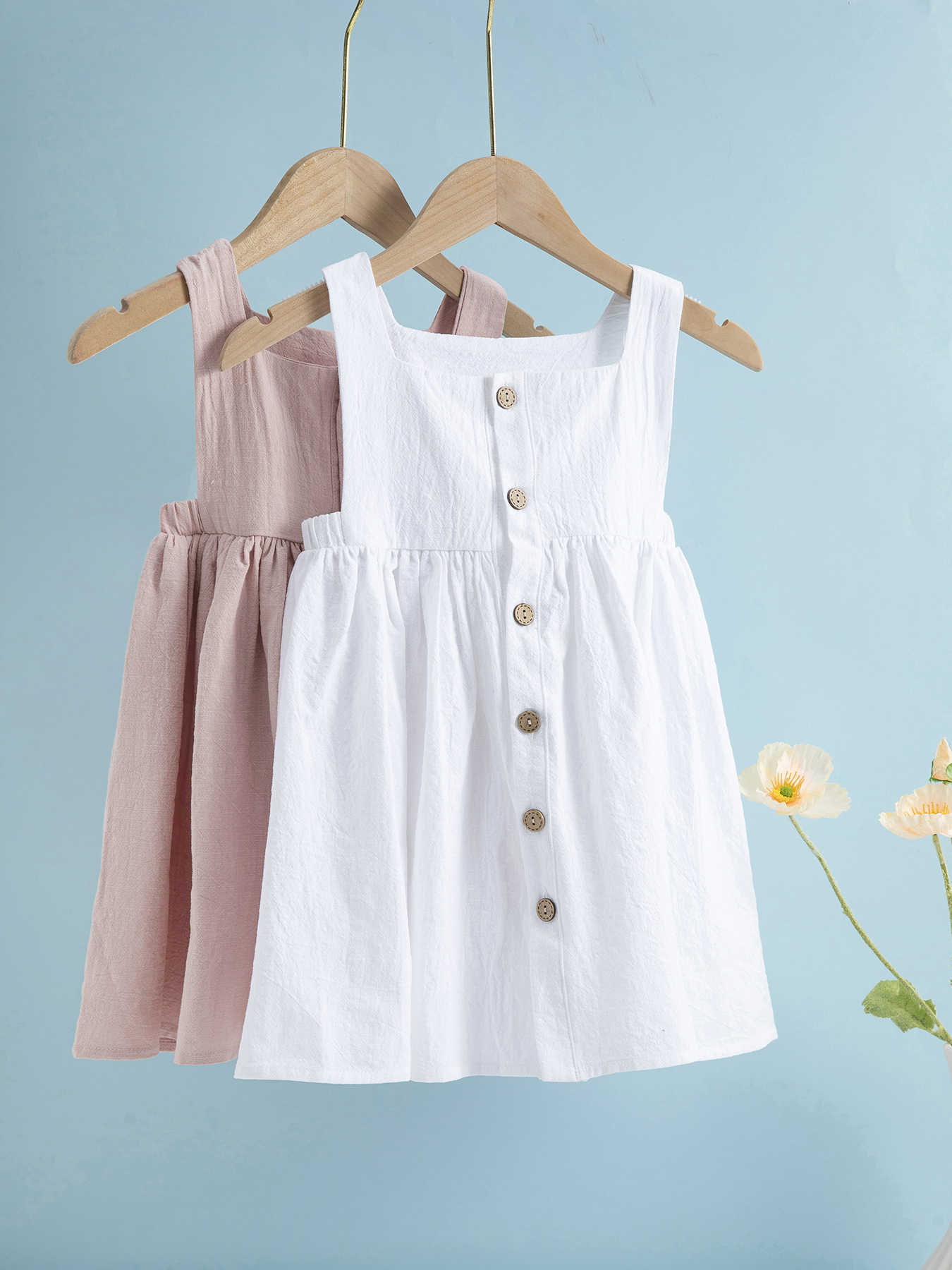 Girls' Summer Dress European and American New Solid Color Pleated Dress Sleeveless Cotton Children's Princess Dress S261016QYG5