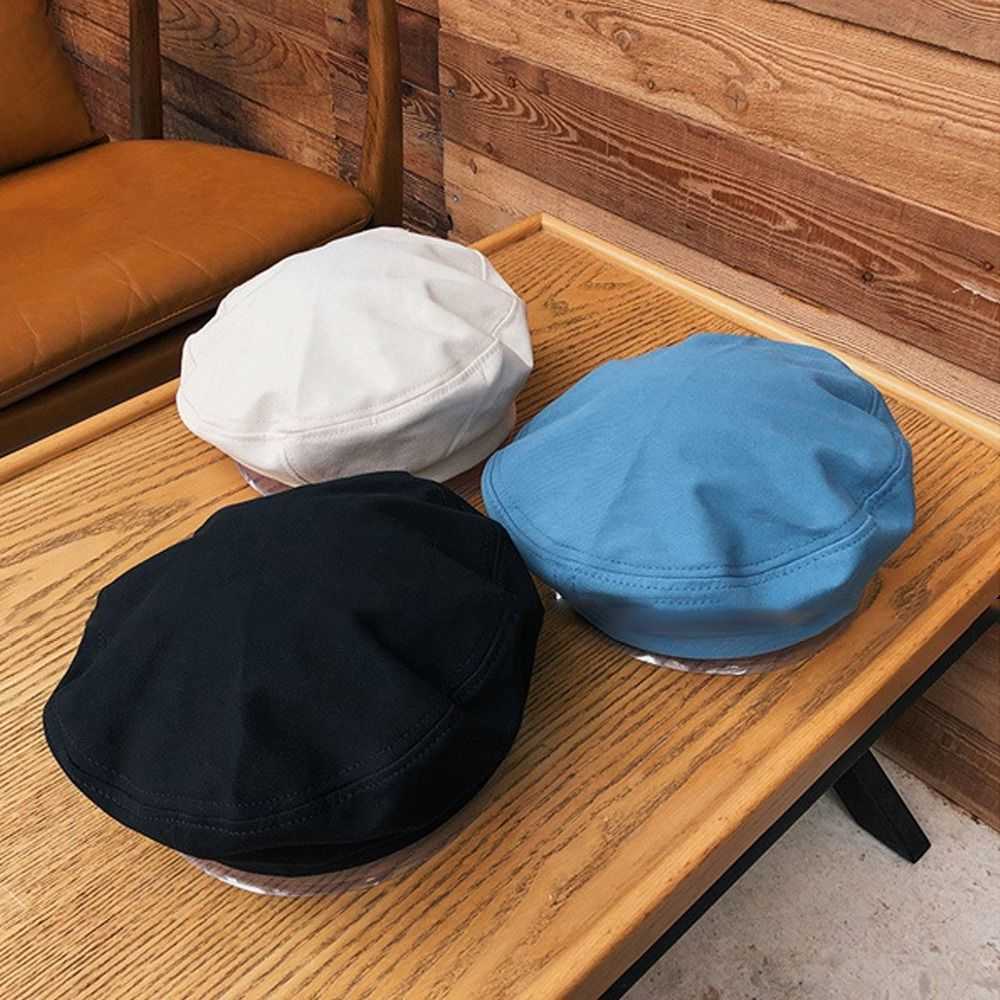 Cotton Japanese Beret Hats Solid Color British Painter Hat Retro Flat Cap Women Girl S261016U4WD