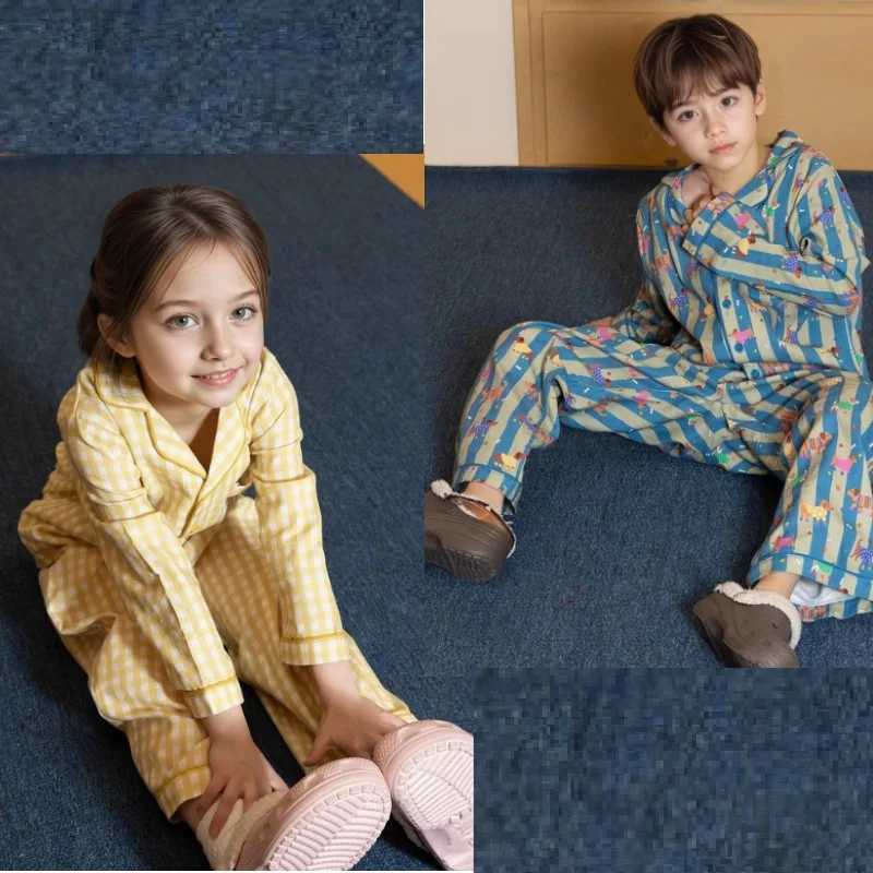 Pajamas Children's Hewear 2025 Fall/Winter New Arrival Printed Fashion Long-Sle Boys' Girls' Pajamas Cotton Matching Family SetW26101