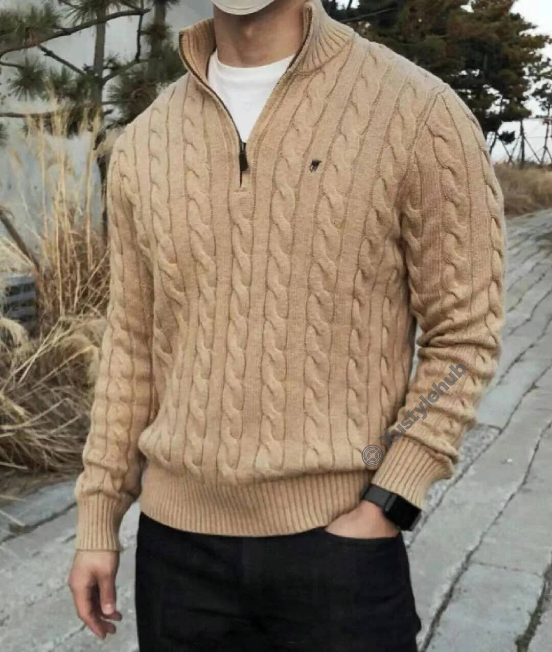 polo Fall And Winter Knitted Sweaters For Men Designer Cable Knit Couple Stand Collar Embroidered Half Zip Womens Sweater Tops Coat polo 256