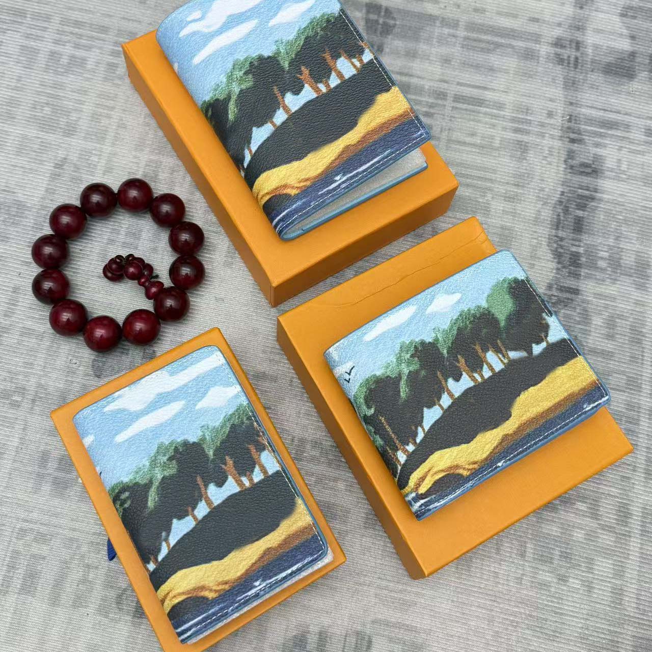 men wallet luxury designer card holder Mountain view forest wallets Rock climbing equestrian pocket organizer credit card holder m64502 25986
