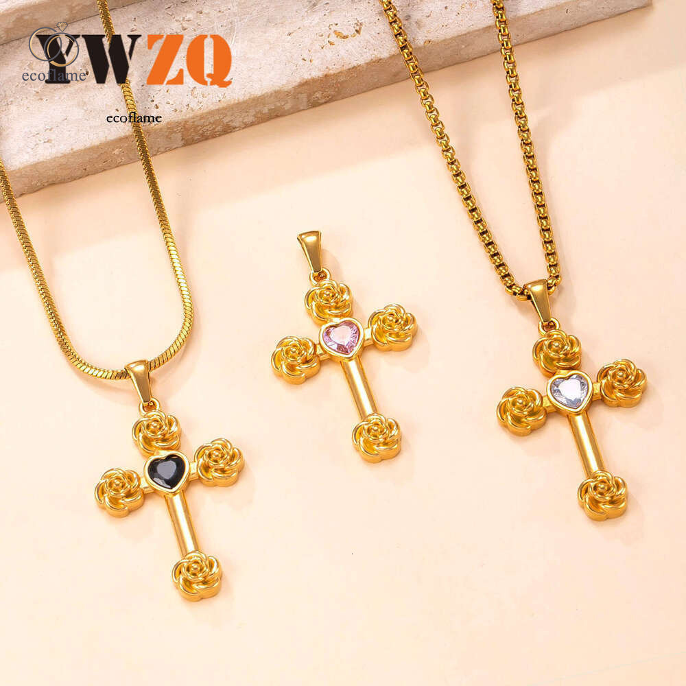 Single New Model Cast Cross Pendant with Diamond Inlay Necklace Accessory Vintage Design 925 Sterling Silver 18K Gold Jewelry Factory