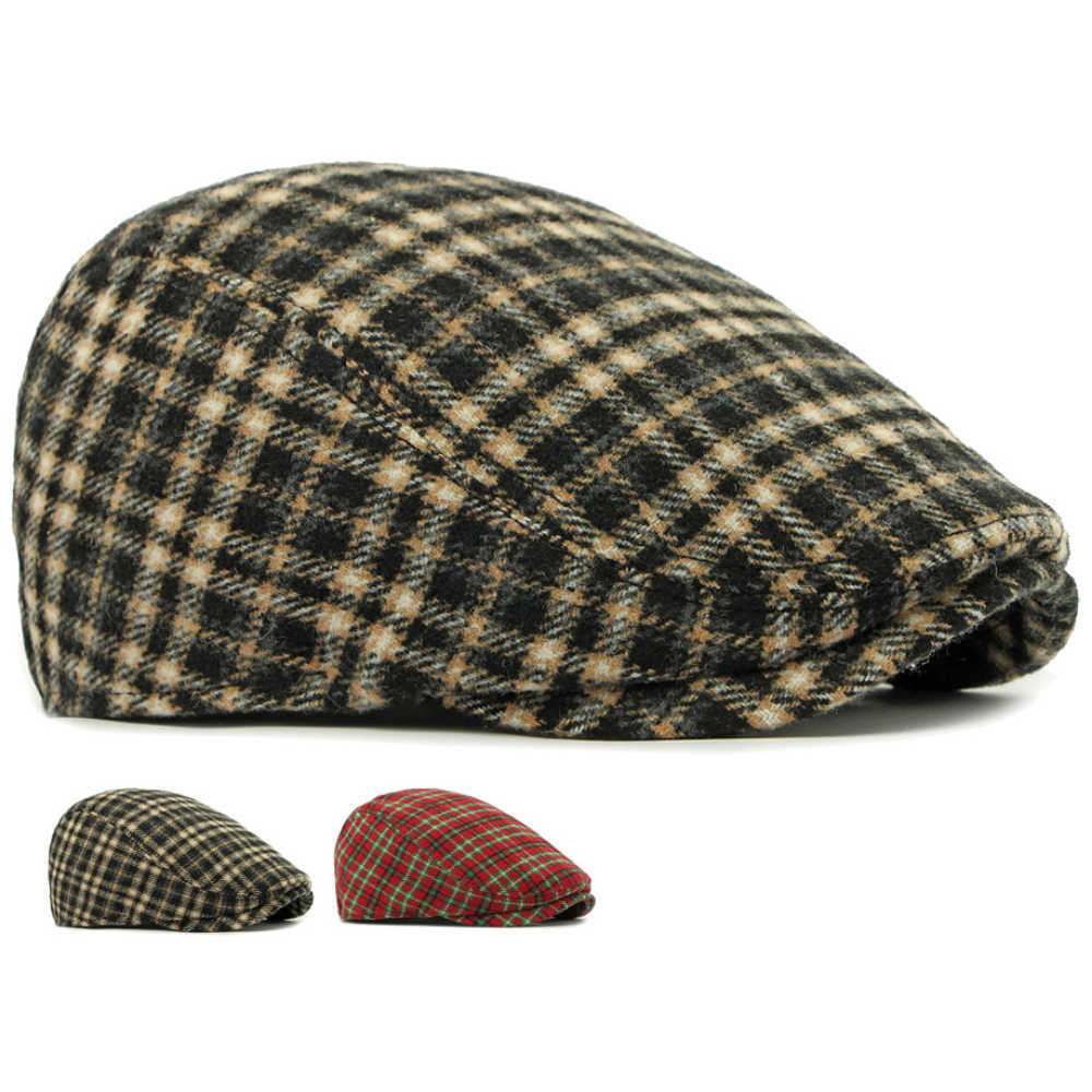 Berets HT4807 Spring Autumn Men Women Cap Vintage Plaid Artist Painter Beret Hat Male Female Ivy Flat Cap Adjustable Beret Caps S2610168HHB