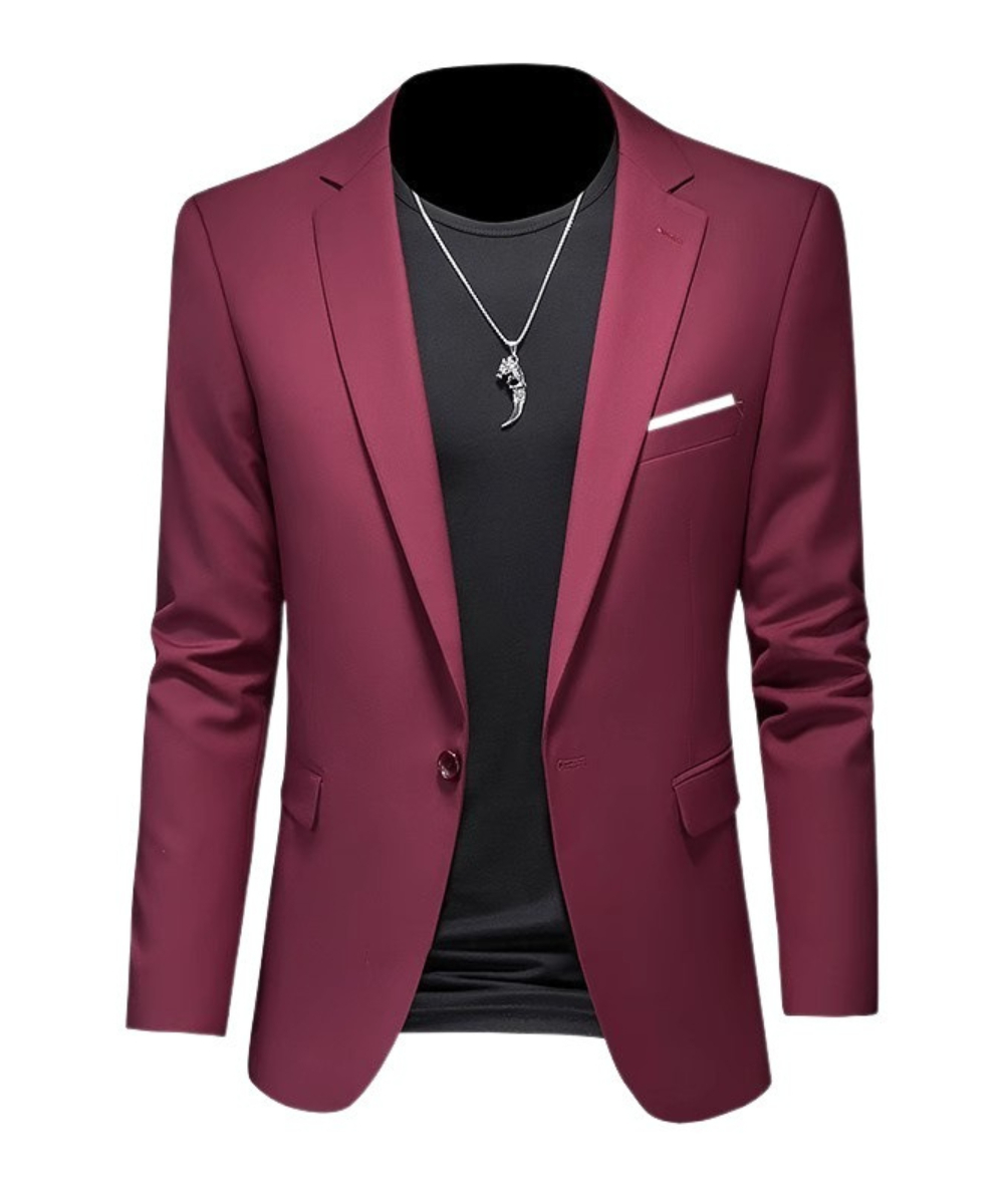 (113) Men's Solid-Color Single-Button Formal Suit Jacket