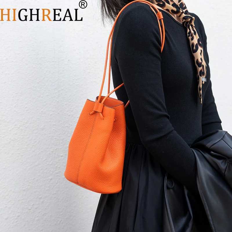 Shoulder Bags New Genuine Leather Small Women Bag Fashion Drawstring Shoulder Bag Luxury Designer Mobile Phone Shoulder Handbag X261016