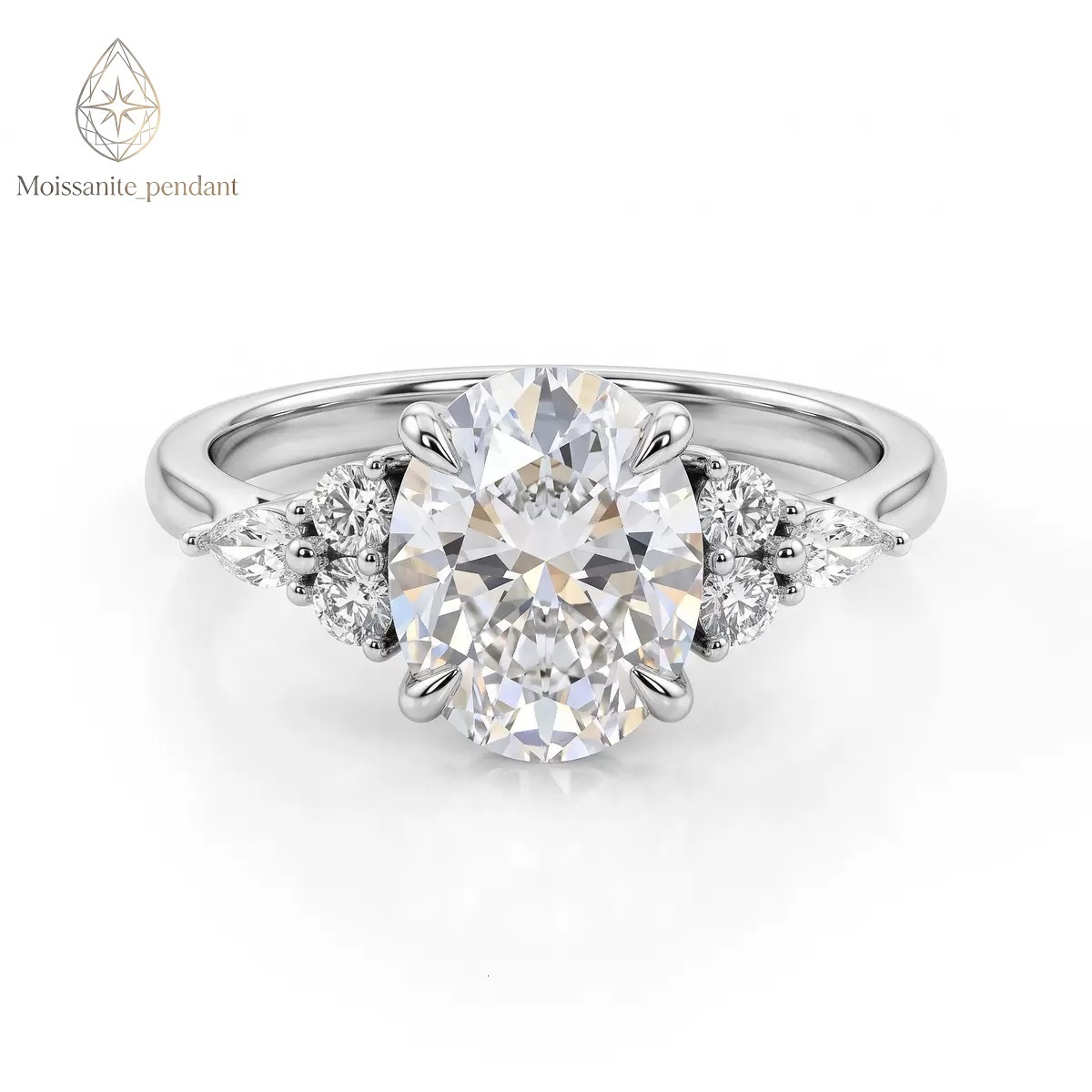 Luxury Ring 925 Silver Moissanite Ring GRA Certified Oval Cut D VVS Moissanite Ring Women's Daily Layered Wear