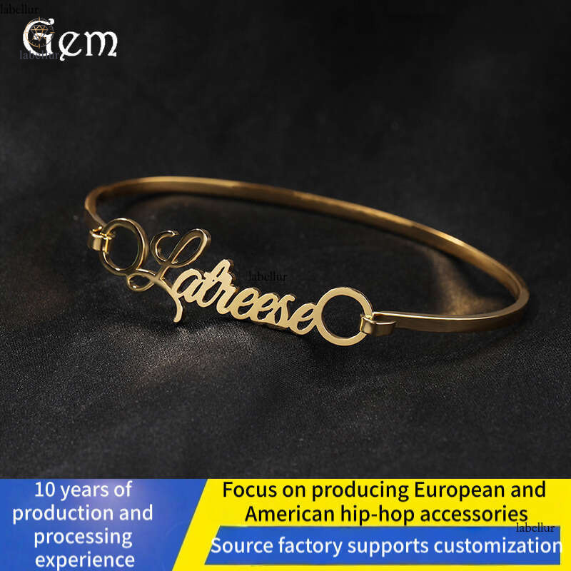 Moissanite Jewelry Fashion 925 Sterling Silver 18K Gold Bracelet Color-Retaining Electroplated Personalized Creative Custom Cut English Letter Hand