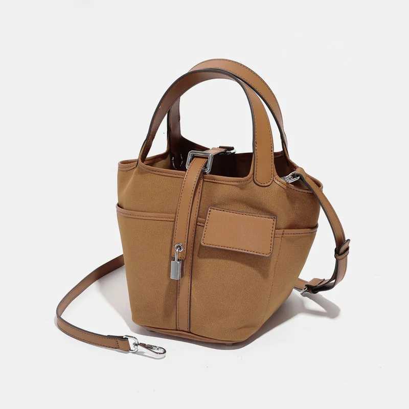 Shoulder Bags Small Tote Shoulder Bucket Bags for Women Trendy High Quality Canvas Crossbody Bag Portable Designer Top Handle Purses H261016