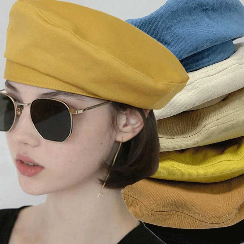 Women 2023 Cotton Beret Artist Warm Painter Hats Flat Cap Autumn Winter Beanie Vintage Octagonal Berets Solid Color Hat S2610167OCJ