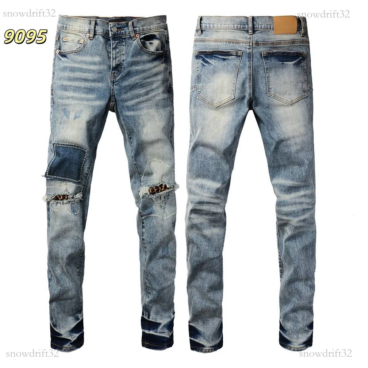 purples jeans designer purple pants women men's purple jean Ripped Black kusbi High end Quality Straight Shinny Sweatpants Retro jeans 243